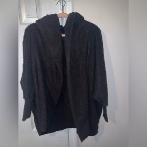 Shein Hooded Open Front Fluffy Teddy Coat